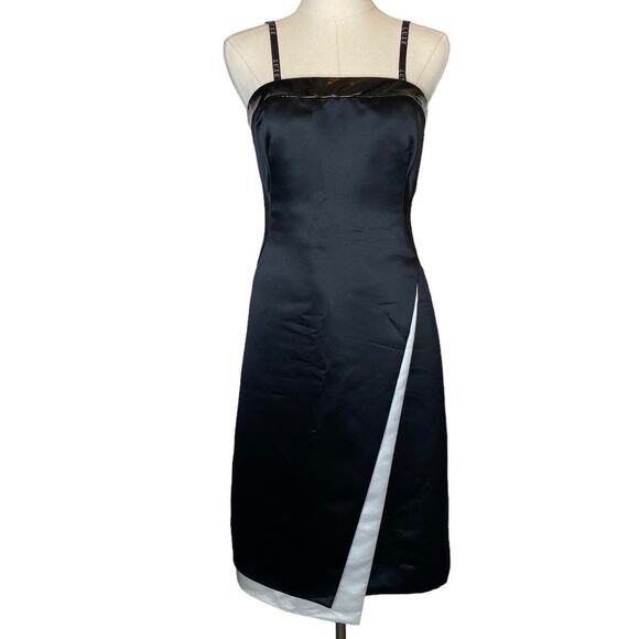 Vintage Luxe by Sheila Yen Black Satin A-Line Asymmetrical Cocktail Dress size 4 - Picture 8 of 8